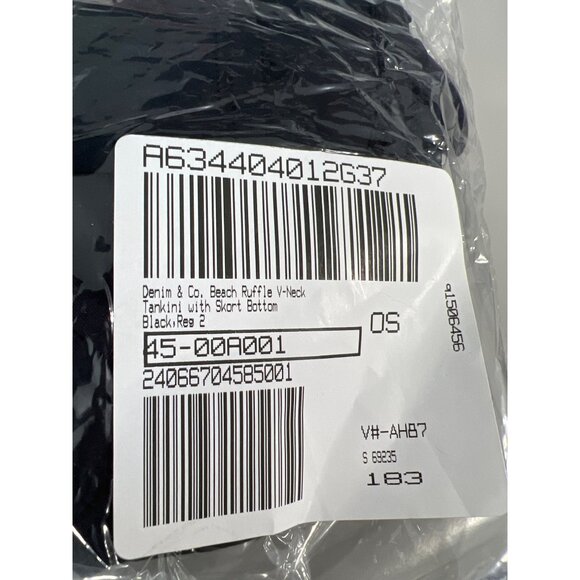 Denim and Co Beach Ruffle V Neck Tankini with Skort Bottom Black Womens Size 2 - Picture 2 of 7